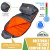 SIERRA RUCK Lightweight Sleeping Bag | Four Season Camping, Hiking and Backpacking | 650 Down | 400TC 20D Nylon | Gray XL view 3