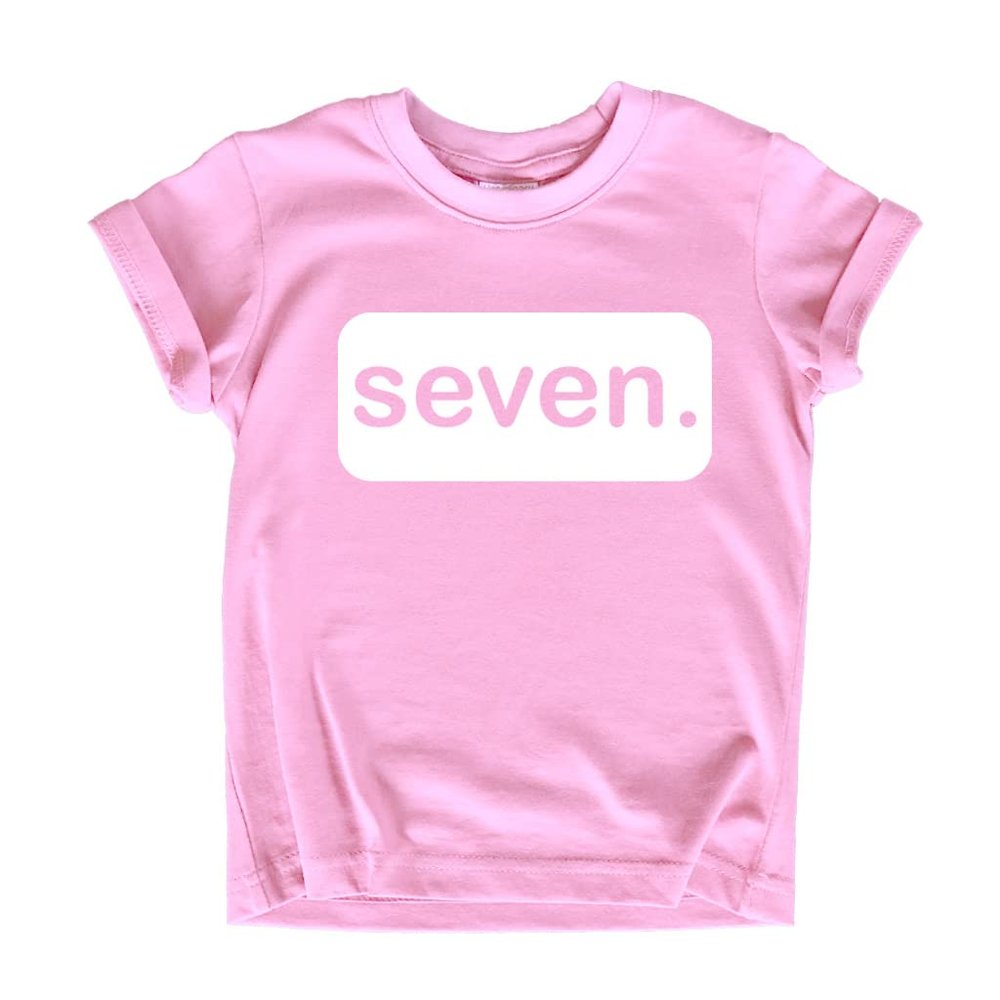 7th Birthday Girl Shirt 7 Years Old Seven Outfit Seventh Tshirt Gift Girls top 7 (Pink, 7 Years)