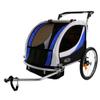 ClevrPlus Deluxe 3-in-1 Double 2 Seat Bicycle Bike Trailer Jogger Stroller for Kids Children | Foldable w/Pivot Front Wheel, Blue view 2