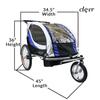 ClevrPlus Deluxe 3-in-1 Double 2 Seat Bicycle Bike Trailer Jogger Stroller for Kids Children | Foldable w/Pivot Front Wheel, Blue view 4