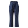 tuduoms French Terry Capris Women's Summer Cotton Linen Wide Leg Loose Comfy Lounge Workout Capri Yoga Pants with Pockets Navy view 4