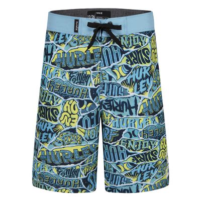Hurley Boys Board Shorts, Blue Sticker, 16