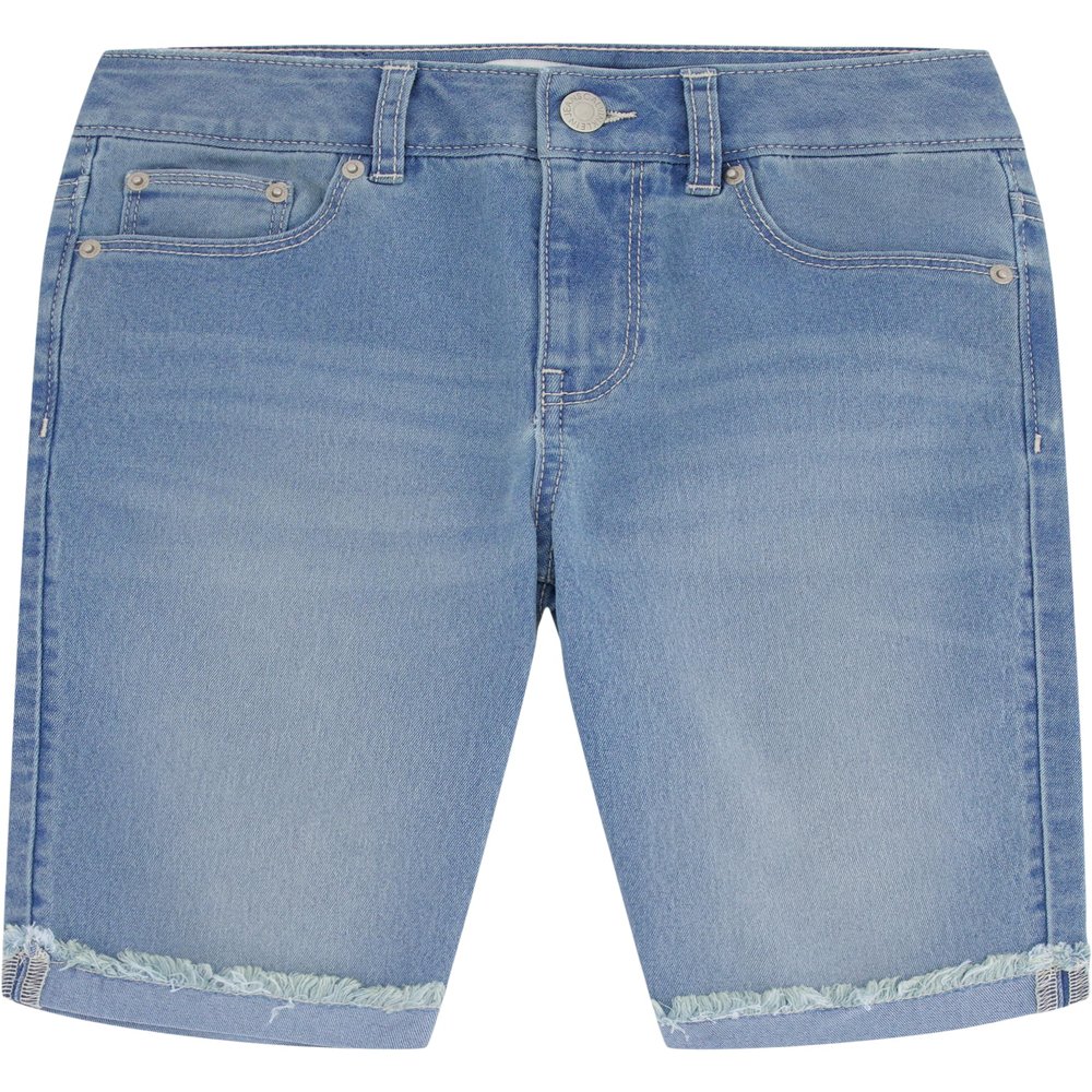 Calvin Klein Girls' Bermuda Jean Shorts, Stretch Denim, Skinny Fit, Roll-Up Cut-Off Hem, Cirrus/Cut Off, 8