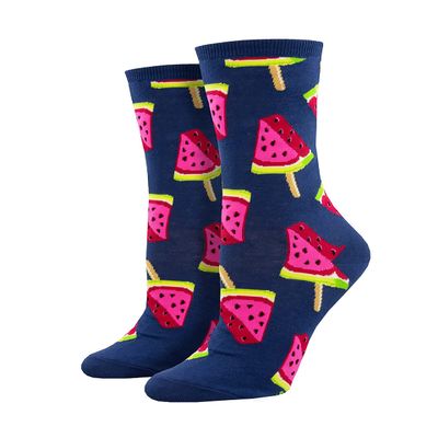 Socksmith Women's Watermelon Pops Crew Socks, Navy