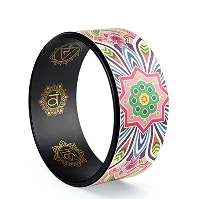 GOMMER PU Color Printing Yoga Wheel, Open Back, Rear gerster, Professional Beginner Stovepipe Yoga Ring, Pula Racing Auxiliary Tool for Bodybuilding (Size : Ayaka PU)