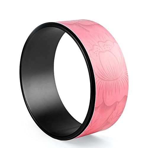 GOMMER PU Color Printing Yoga Wheel, Open Back, Rear gerster, Professional Beginner Stovepipe Yoga Ring, Pula Racing Auxiliary Tool for Bodybuilding (Size : Red Flower PU)