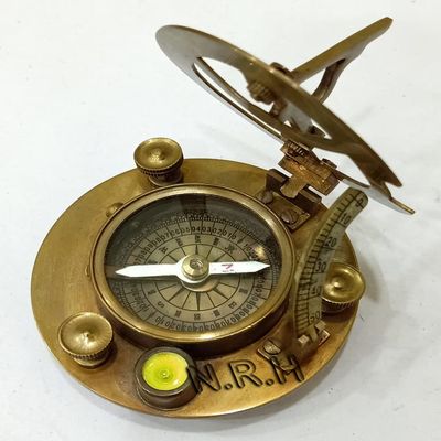 Nautical Brass Sundial Compass Maritime Antique Brass Handmade Vintage Marine F.L West London Compass Gift