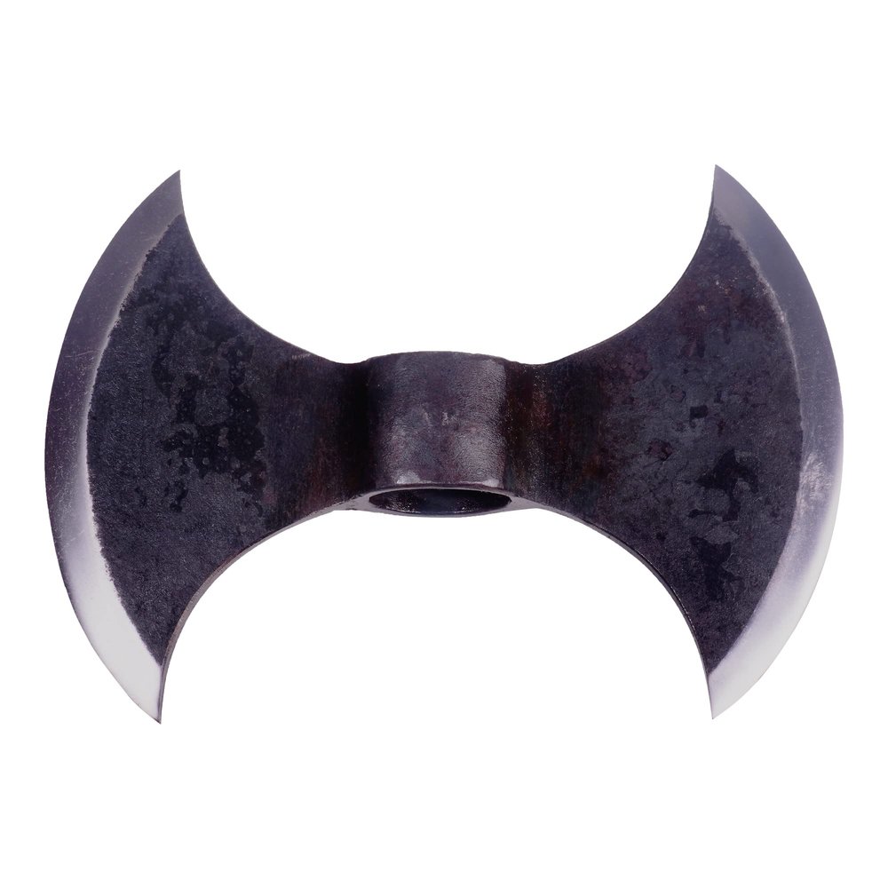 WARRIORS OUTFIT Double Pointed Axe Weapon Large and Heavy Elongated Warrior Viking Costume Battle Edge Adult Premium Collectible Gift by OUTFIT, Black, Length : 8.5 Inch (ICW Blades-0022)