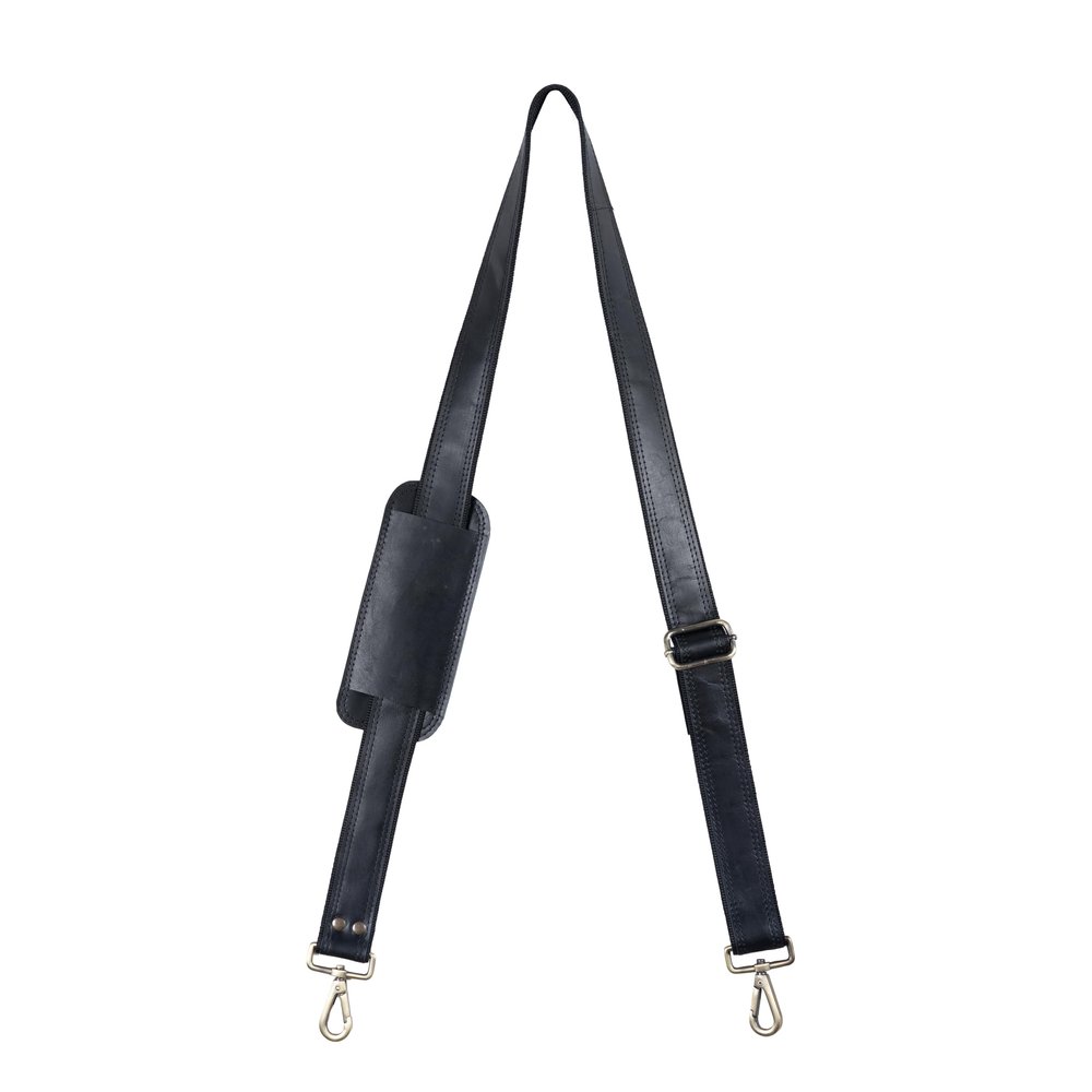 Hell Blues Genuine Leather Black Shoulder Strap Replacement Adjustable with Metal Hook for Messenger Briefcase Shoulder Duffel Laptop Bag
