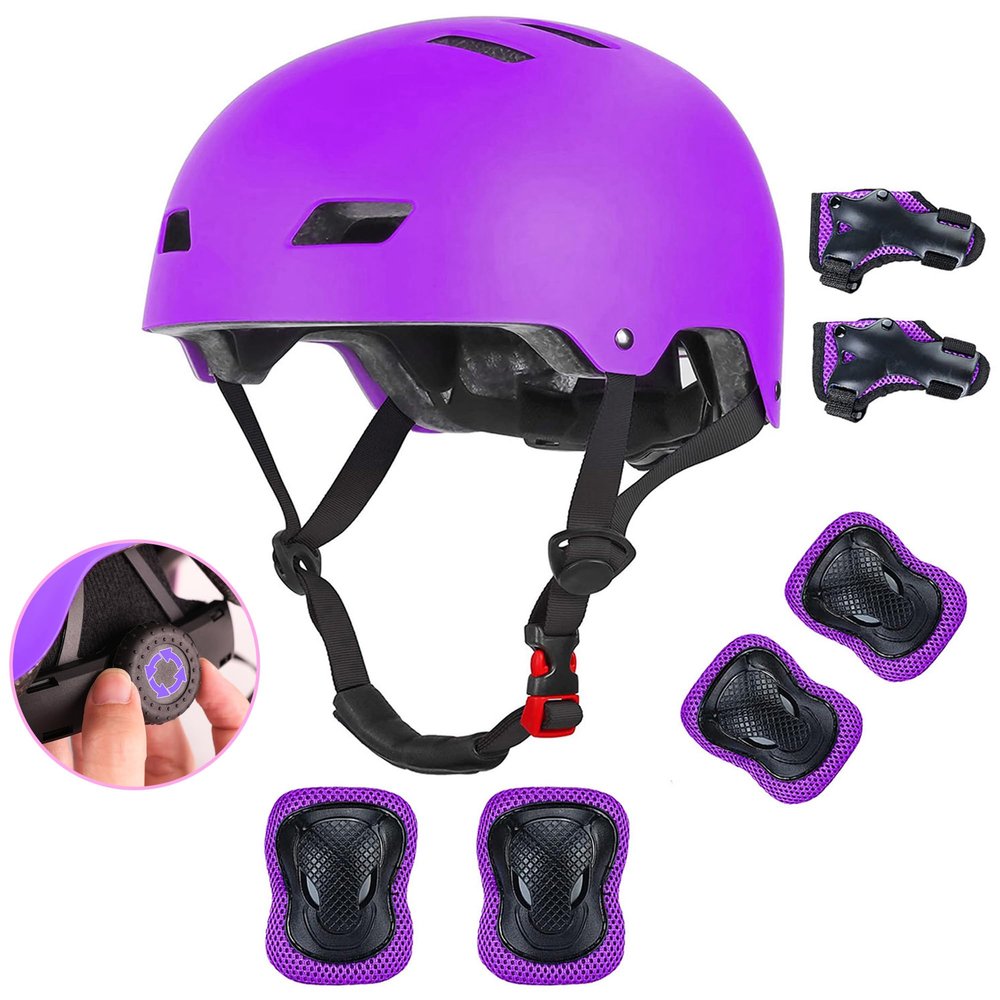 Kids Bike Helmet for 3-5-8-14+ Age Girls and Boys, Kids Helmet with Knee Pads Elbow Pads Wrist Guards,Ventilation Multi-Sport Scooter Roller Skate Rollerblading Skateboarding Climbing Cycling