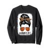 Aunt Life Basketball Bleached Messy Bun Hair Leopard Auntie Sweatshirt view 1