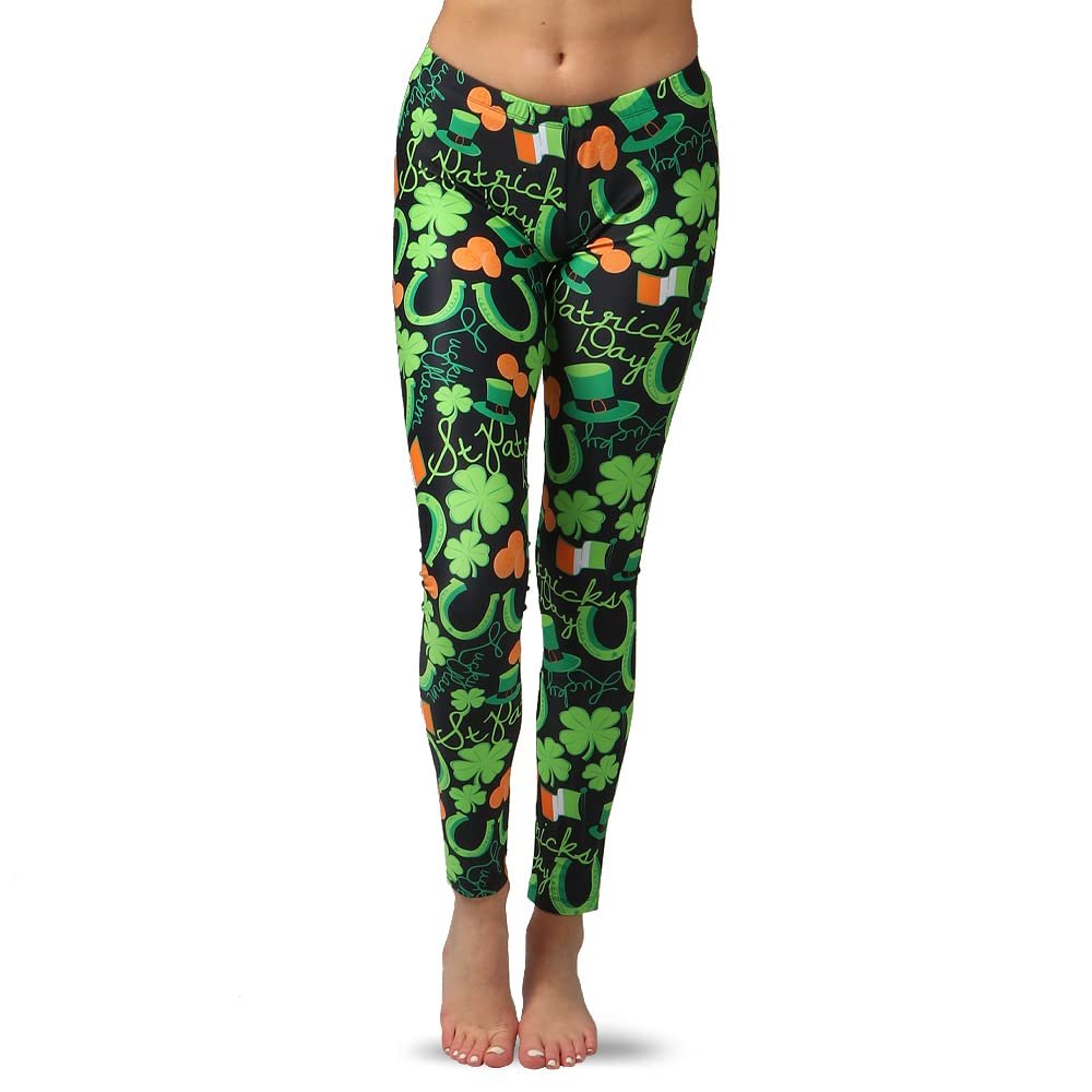 Alexandra Collection St.Patrick's Day Irish Lucky Leggings Black