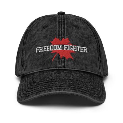 Freedom Fighter Canada Maple Leaf Canadian Freedom Vintage Cotton Twill Cap Black