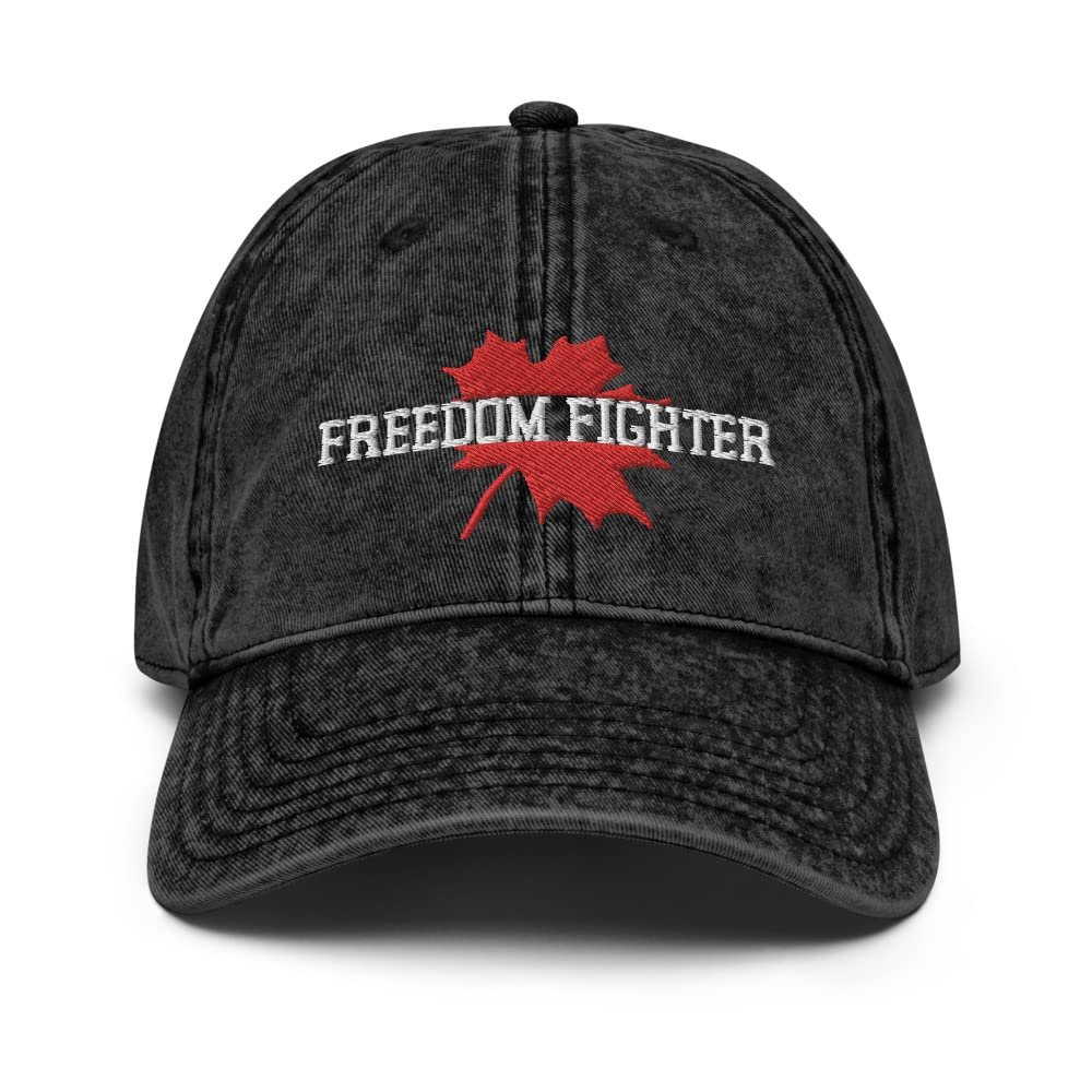 Freedom Fighter Canada Maple Leaf Canadian Freedom Vintage Cotton Twill Cap Black
