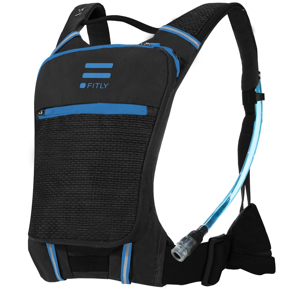 FITLY Sub90 Running Hydration Vest - Lightweight Running Pack for Men & Women with Phone Holder, Storage, Thoracic Belt - Water Pack - Carry Personal Items While Running - Blue