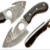 Custom handmade Damascus steel Gut Hook Skinning Knife view 1