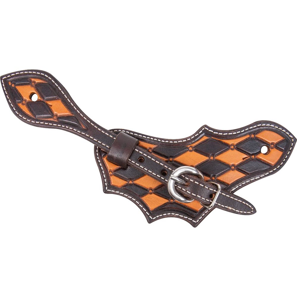 Oak Leaf Spurstraps with Dyed Edge and Quilted Tooling Patches