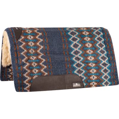 Classic Equine Sensorflex Wool Straight Top Saddle Pad, 3/4-inch Thick, Navy-Chestnut, 34-inch x 38-inch (CSWFP3422NVCST)