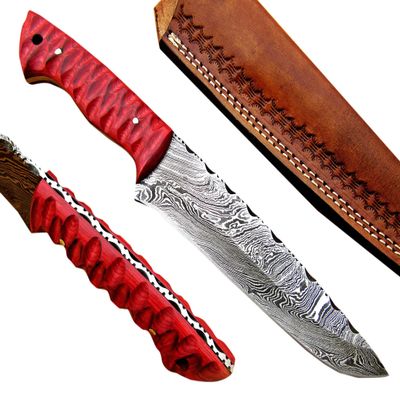 Custom handmade Damascus steel Fixed blade Hunting knife