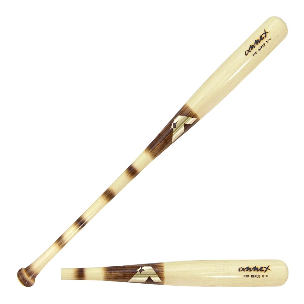 Annex Model X10 Maple Wood Baseball Bat (Striped Handle/Clear Coat Barrel, 33-Inch/31-Ounce)