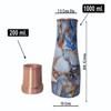 Ornate International Pure Copper Hammered Design Copper Water Bottle Pitchers And Bedside Carafes With Tumbler Water Bottle Storage With Lid 1000 ml (Marble) view 3