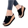 oiangi Wedge Platform Sandals for Women Summer Fish Mouth Open Toe Slip-on Flip Flops Heeled Sandals Solid Comfortable Casual Outdoor Shoes Slippers Black view 3
