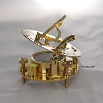 NAUTICAL COLLECTION | Brass Round Sundial Compass | Unique Gifts for Son, Father, Love, Partner, Spouse, Fianc. - - Steampunk Accessory - Shiny Finish - Beautiful Handmade Gift -Brass Compass