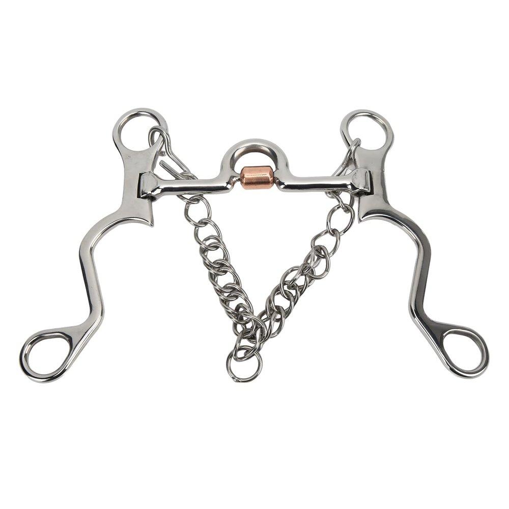 Pelham Bit, Style Copper Jointed Pelham Bit Fine Workmanship Carving Exquisite Design for Equestrian Performance for Horse Riding(130MM)