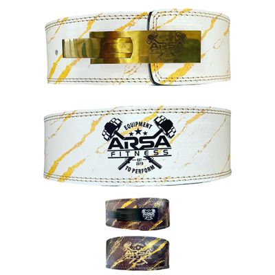 Arsa Fitness Weightlifting Adjustable Lever Belt for Men & Women Real Cow Hide Leather for Powerlifting Back Support Workout Deadlifts Squats 10MM Thickness 4" Width (MEDIUM, ARABIAN DAY)