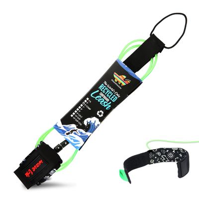 Wave Tribe Eco Surfboard Leash - 5'6 Premium Surf Leash, Strong Like Bull Leash with Double Stainless Steel Swivels, Triple Rail Saver, Key Pocket (Green)