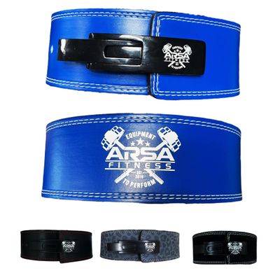 Arsa Fitness Weightlifting Adjustable Lever Belt for Men & Women Real Cow Hide Leather for Powerlifting Back Support Workout Deadlifts Squats 10MM Thickness 4" Width (LARGE, AQUA)