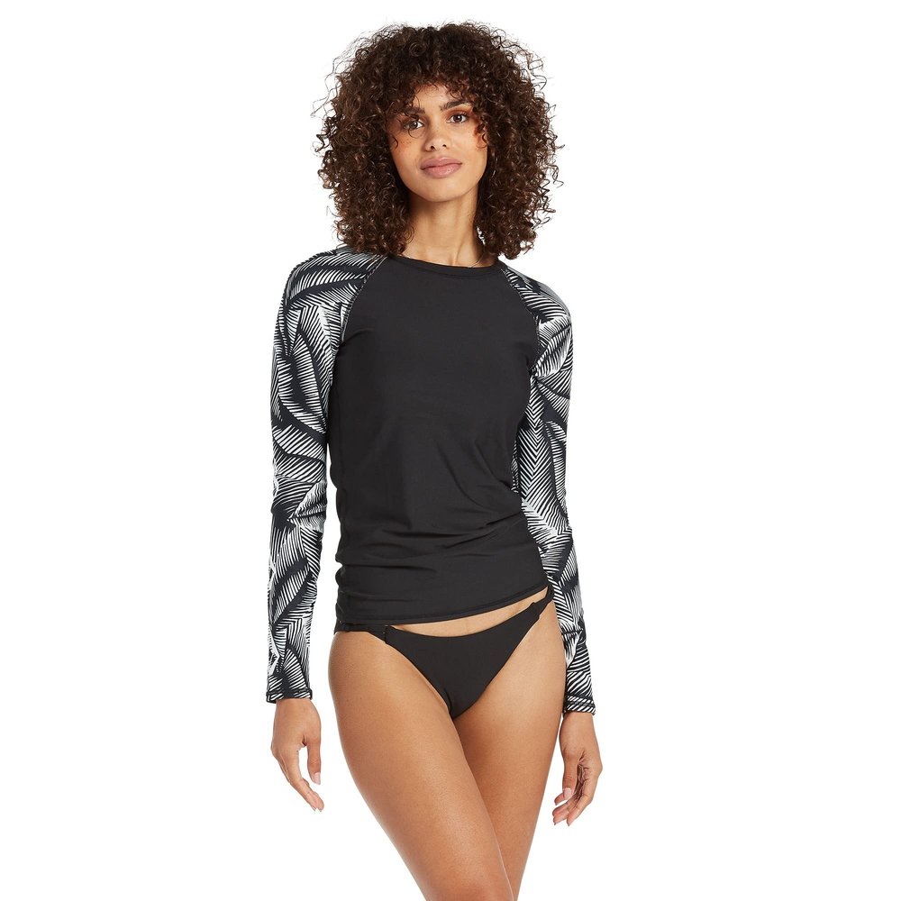 Volcom Women's Stay or Leaf Long Sleeve Rashguard UPF 50+ Black