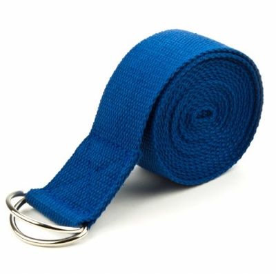 10 ft. Extra-Long Cotton Yoga Strap with Metal D-Ring, Blue