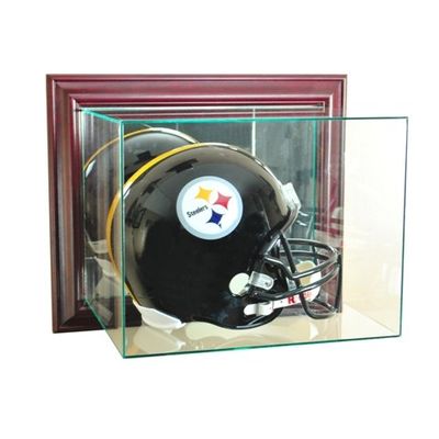 Wall Mounted Football Helmet Display Case, Cherry