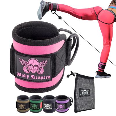 Body Reapers Workout Ankle Straps for Cable Machine Women, Ankle Cuff Cable Attachment, Ankle Clips for Cable Machine, Glute Kick Back Ankle Straps, Glute Workout, Lower Body Exercises - Single