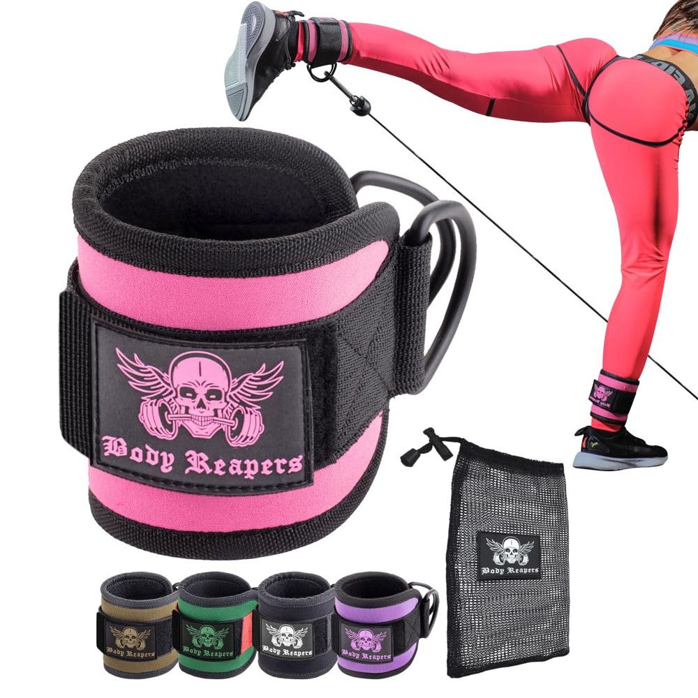 Body Reapers Workout Ankle Straps for Cable Machine Women, Ankle Cuff Cable Attachment, Ankle Clips for Cable Machine, Glute Kick Back Ankle Straps, Glute Workout, Lower Body Exercises - Single