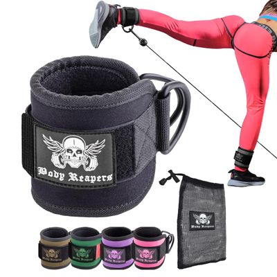 Body Reapers Workout Ankle Straps for Cable Machine Women, Ankle Cuff Cable Attachment, Ankle Clips for Cable Machine, Glute Kick Back Ankle Straps, Glute Workout, Lower Body Exercises - Single