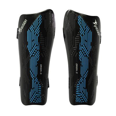 Precision Unisex Adult Origin.0 Strap Shin Guards (L) (Black/Cyan)