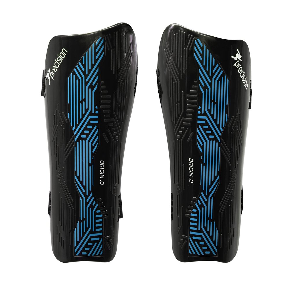 Precision Unisex Adult Origin.0 Strap Shin Guards (M) (Black/Cyan)