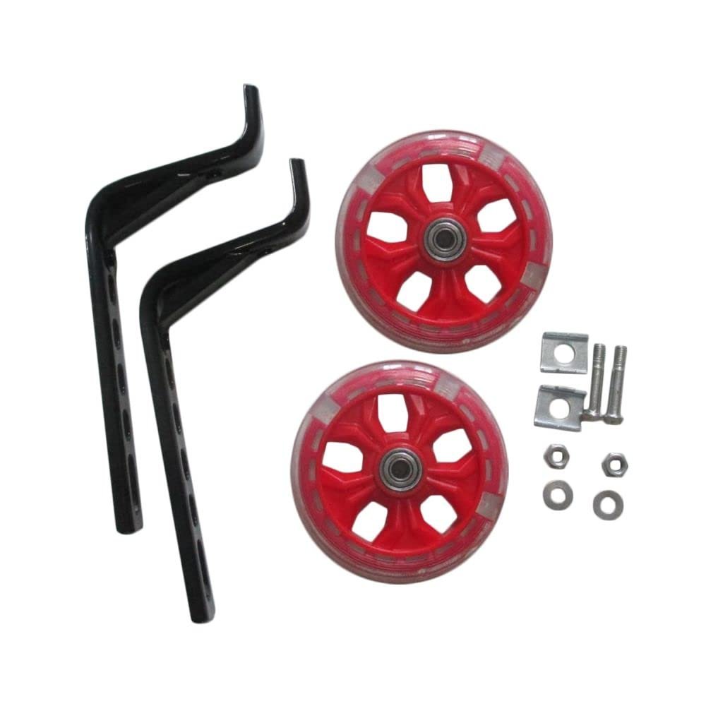 AlveyTech Training Wheels with Brackets & Hardware for Scooters and Bicycles (Red)(Set of 2) - Fits 12", 14", or 16" Rear Wheels, Bike Support Wheel, Scooter Training Kit, Bicycle Learning Assembly