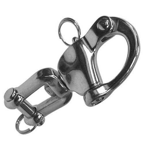 MarineNow Stainless Steel 316 Jaw Swivel Bail Snap Shackle Choose Size and Quantity (3-1/2" (87mm), 10-Pack)