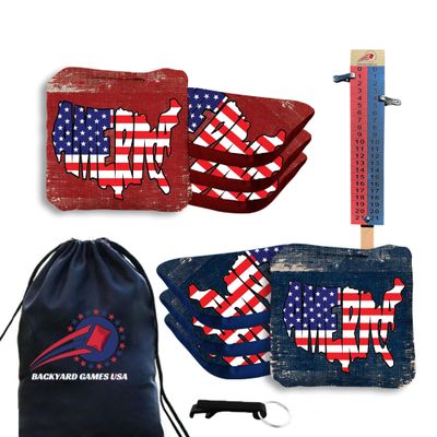 CornholeGamesUSA Pro Cornhole Bags Set of 8 Regulation - Professional Cornhole Bags for Tournament Play, Slick n Stick Bean Bags for Cornhole, Corn Hole Bags Regulation Set of 8- Made in USA
