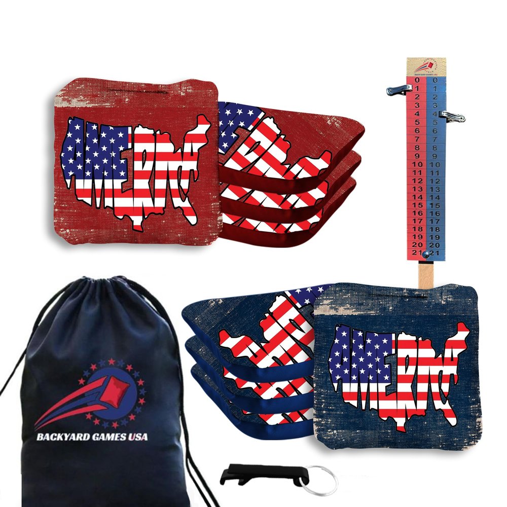 CornholeGamesUSA Pro Cornhole Bags Set of 8 Regulation - Professional Cornhole Bags for Tournament Play, Slick n Stick Bean Bags for Cornhole, Corn Hole Bags Regulation Set of 8- Made in USA