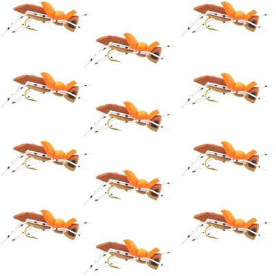 The Fly Fishing Place Morrish Hopper Foam Body High Visibility Grasshopper Dry Fly Fishing Fly - 12 Flies - Tan/Brown - Hook Size 10 - Hopper Dropper Indicator Fly
