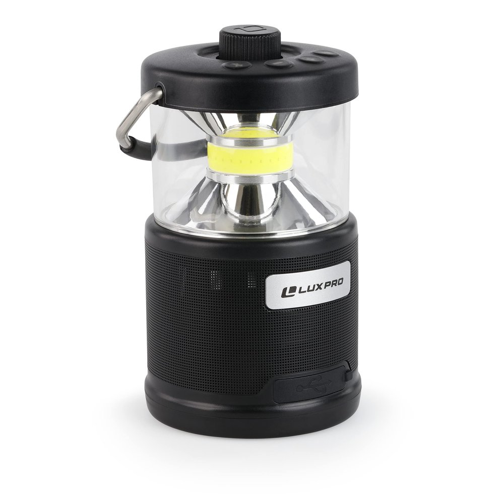LUXPRO Bright 572 Lumen Rechargeable Bluetooth Speaker Lantern with Device Charging Port