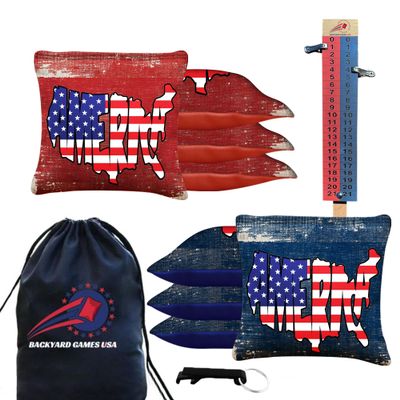 CornholeGamesUSA Pro Cornhole Bags Set of 8 Regulation - Professional Cornhole Bags for Tournament Play, Slick n Stick Bean Bags for Cornhole, Corn Hole Bags Regulation Set of 8- Made in USA