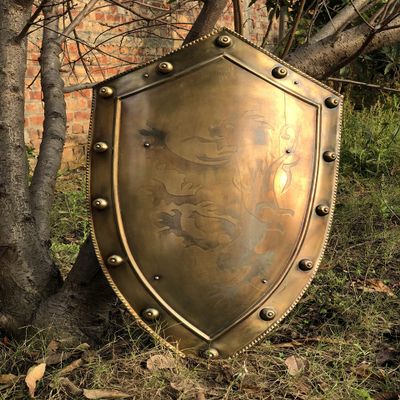 ARTIZANSTORE Brass Warriors Shield Art - Medieval Plaque Heraldry Art Decor - Fighting Shield Armour Shield for Cosplay, Role-Play