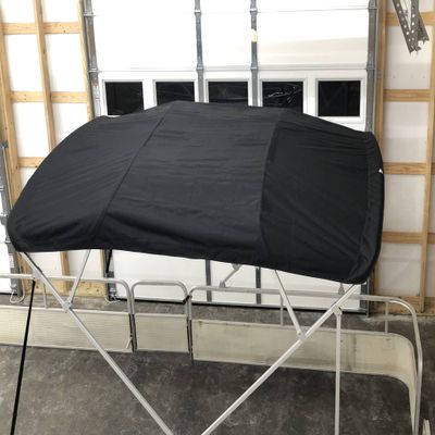 Replacement Bimini Top Canvas with Boot, Black 9' Long x 8.5' Wide, 16oz, 4 Bow, fits 97-103" Wide, Zippered Sleeves