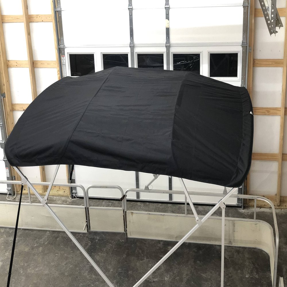Replacement Bimini Top Canvas with Boot, Black 9' Long x 8.5' Wide, 16oz, 4 Bow, fits 97-103" Wide, Zippered Sleeves