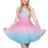 BAIKUTOUAN Transgender Flag Colors Mini Beach Dress Sleeveless Swing for Women Trendy Printed view 1
